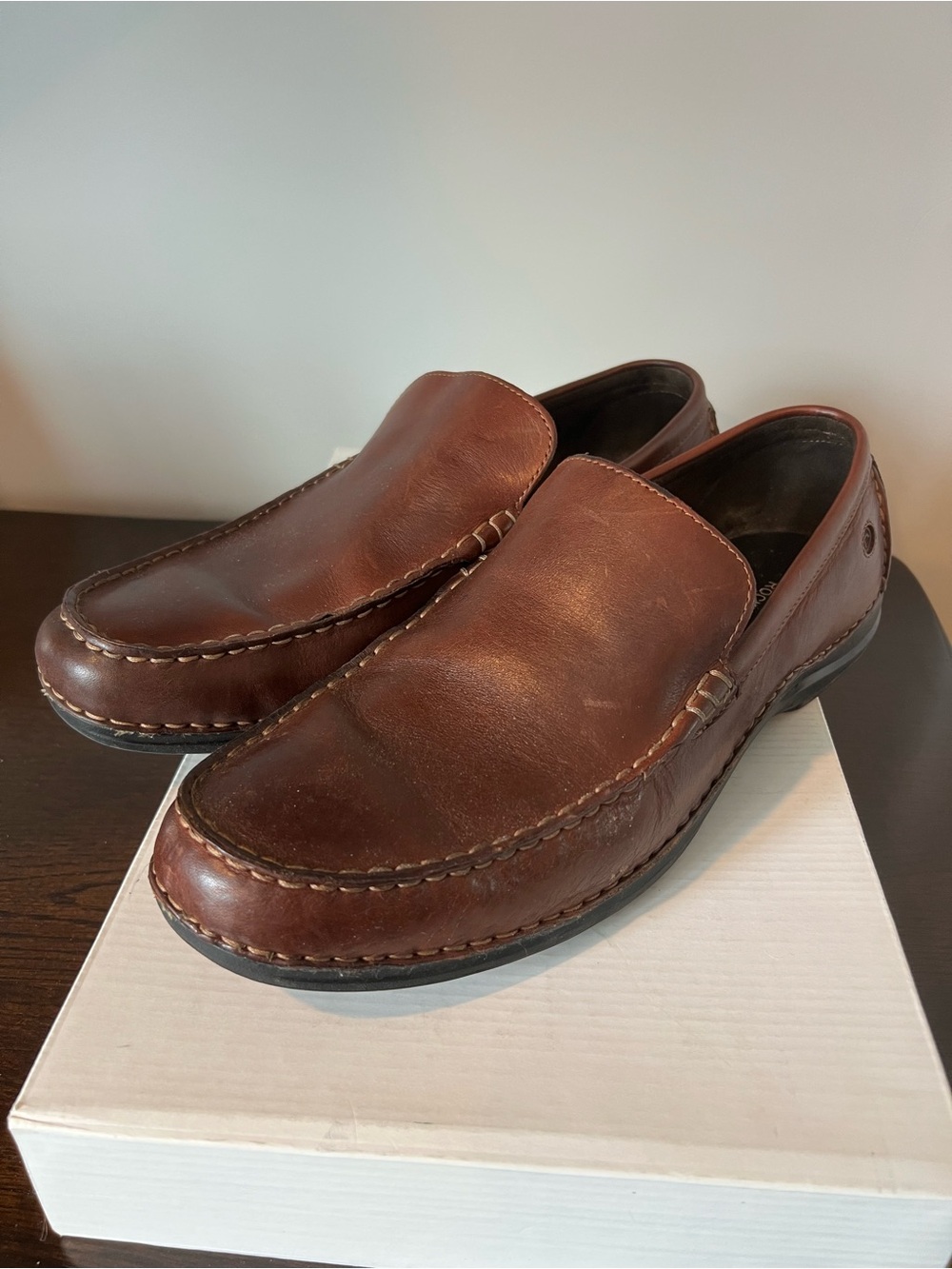 Men's Rockport Brown Leather Slip-On Loafers